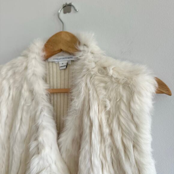 Diane Von Furstenberg Denver Rabbit Fur Cashmere Blend Sweater Vest M - Picture 4 of 10